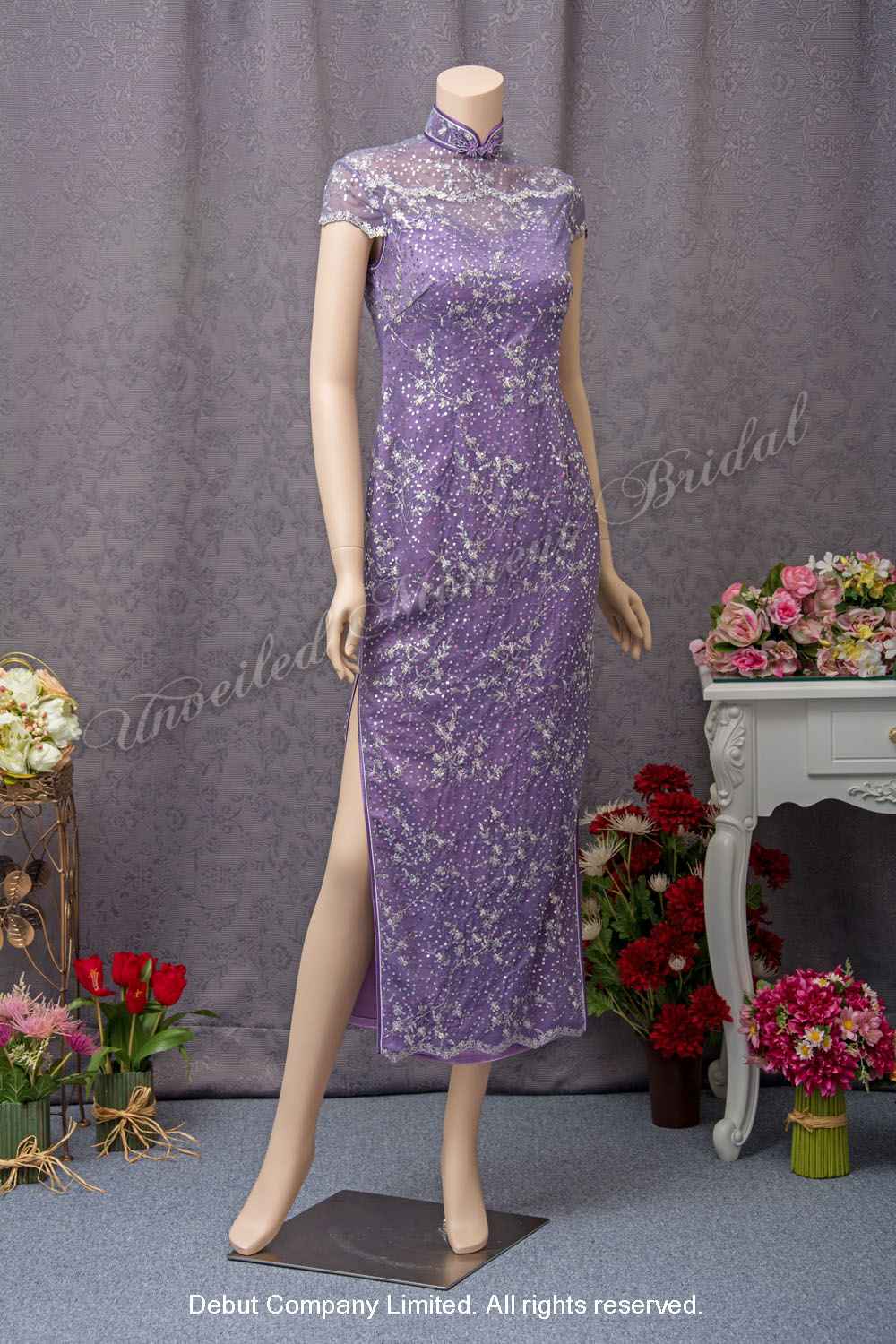 Purple qipao for mother-of-bride 紫色媽咪奶奶旗袍